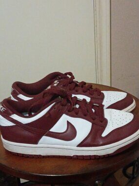 Nike Dunk Low GS White Redwood Gym Red Kids Shoes Sz 6.5Y (FB9109-115)